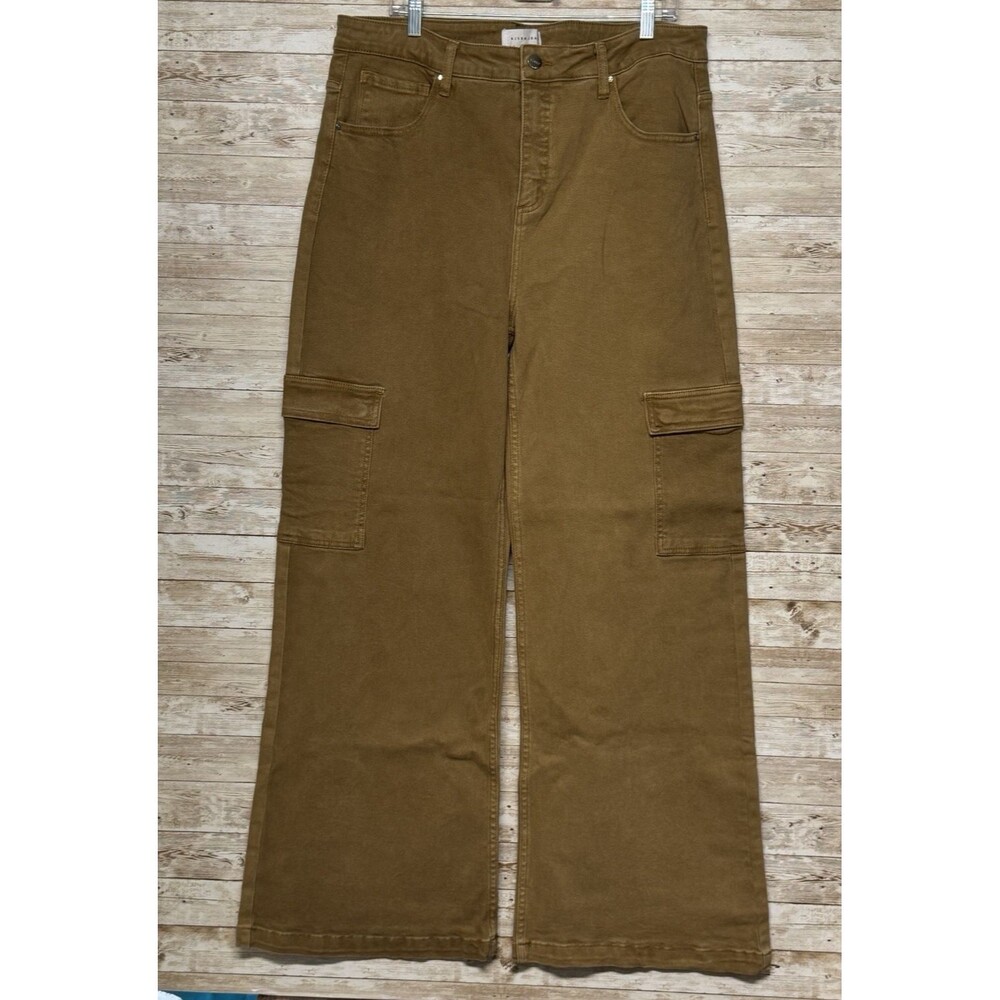 Risen Cargo Wide Leg High Rise Jeans Brown RDP5488X Womens 2XL NWT